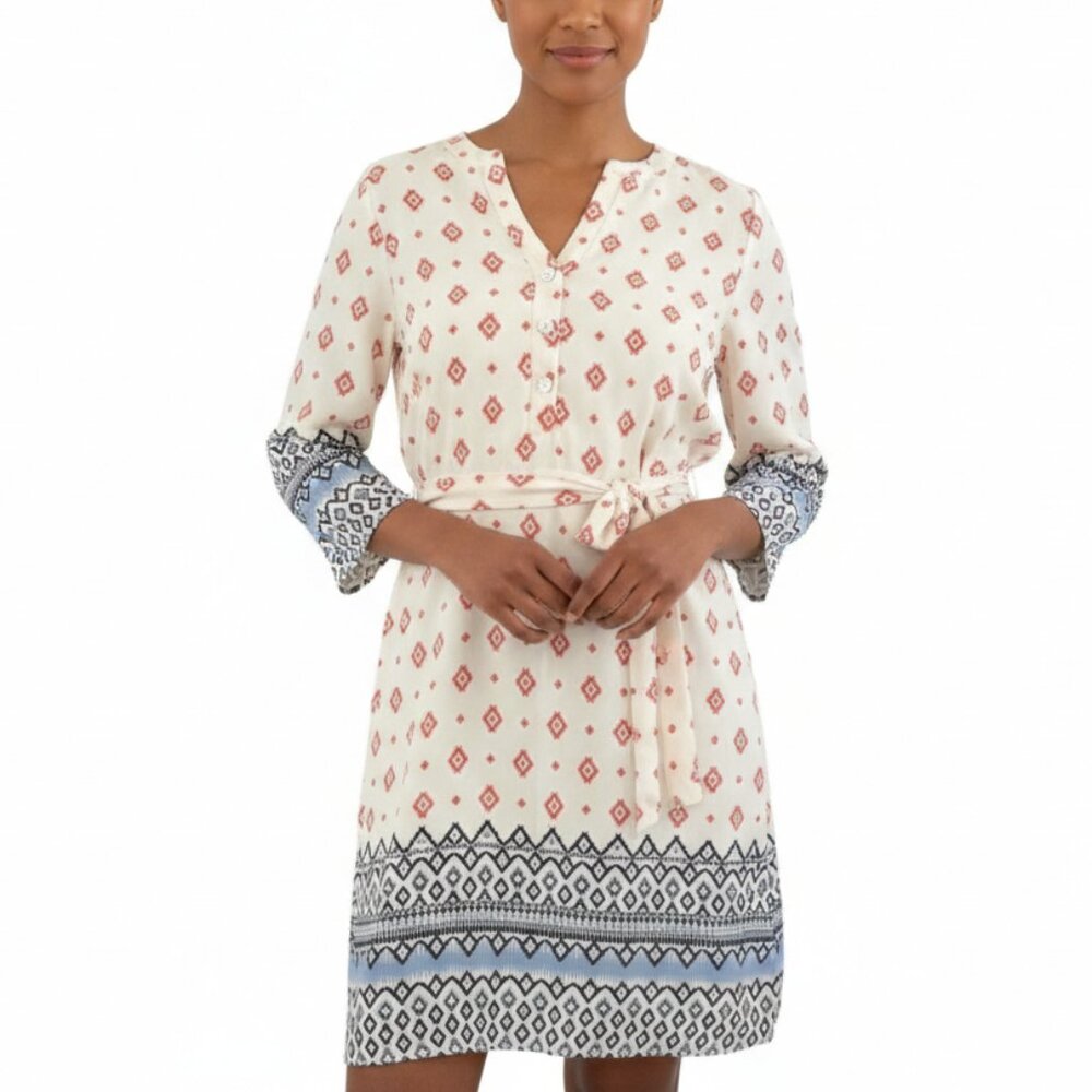 Dina Be Womens Dress M Mini Peasant Blouson Modern Boho Resortwear Feminine Prep
